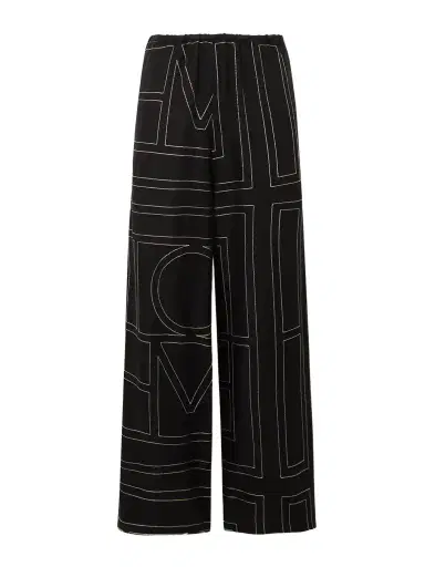 TOTEME Embroidered Silk-twill Wide-leg Pants | Thumbnail 1