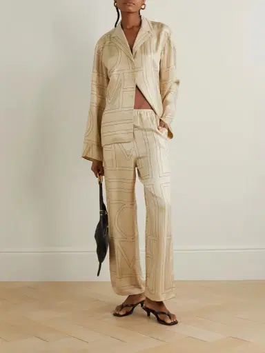 TOTEME Embroidered Silk-twill Wide-leg Pants | Thumbnail 2 TOTEME Embroidered Silk-twill Wide-leg Pants | Thumbnail 2