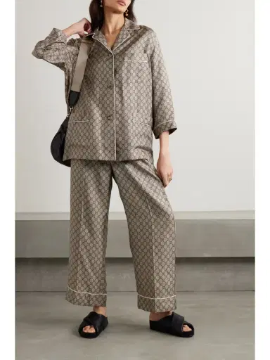 Gucci Cropped Silk-satin Jacquard Wide-leg Pants | Thumbnail 2 Gucci Cropped Silk-satin Jacquard Wide-leg Pants | Thumbnail 2