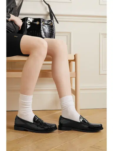 SAINT LAURENT Le Loafer Logo-embellished Patent-leather Loafers | Thumbnail 2