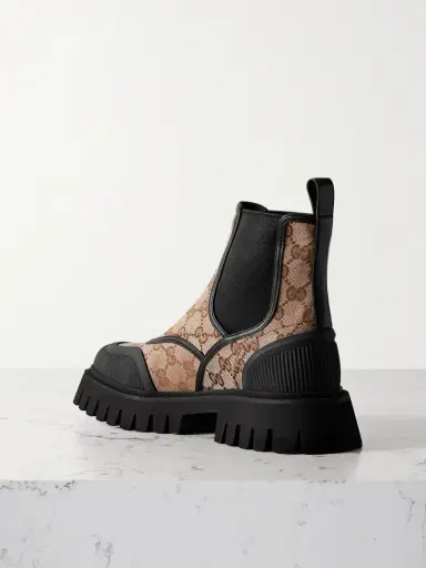 Gucci Rubber And Leather-trimmed Canvas-jacquard Ankle Boots | Thumbnail 3