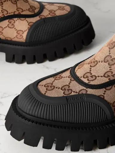 Gucci Rubber And Leather-trimmed Canvas-jacquard Ankle Boots | Thumbnail 4