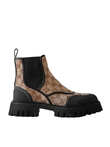 Gucci Rubber And Leather-trimmed Canvas-jacquard Ankle Boots | Thumbnail 1