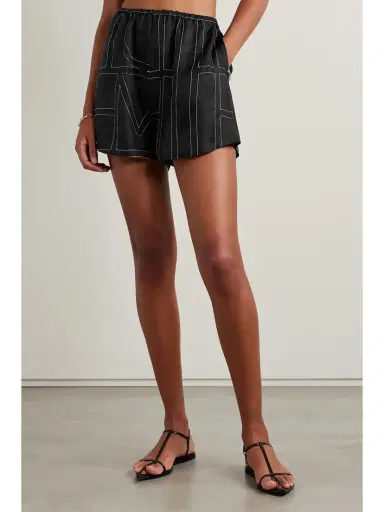 TOTEME Embroidered Silk-twill Shorts | Thumbnail 3