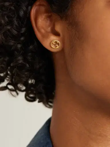 Gucci Interlocking G 18-karat Gold Earrings | Thumbnail 2