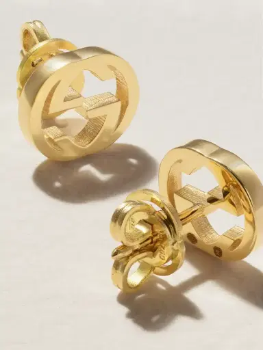 Gucci Interlocking G 18-karat Gold Earrings | Thumbnail 3