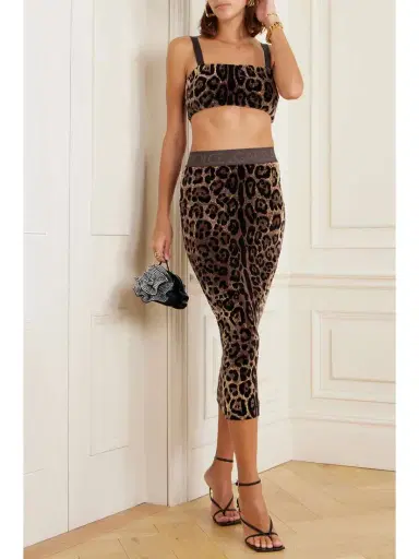 Dolce & Gabbana Cropped Leopard-jacquard Cotton-blend Chenille Top | Thumbnail 2 Dolce & Gabbana Cropped Leopard-jacquard Cotton-blend Chenille Top | Thumbnail 2