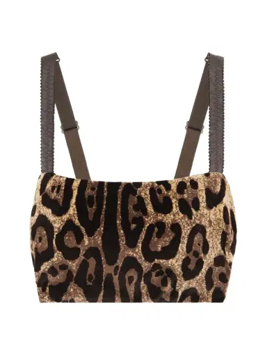 Dolce & Gabbana Cropped Leopard-jacquard Cotton-blend Chenille Top | Thumbnail 1 Dolce & Gabbana Cropped Leopard-jacquard Cotton-blend Chenille Top | Thumbnail 1