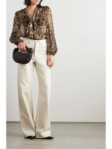 Dolce & Gabbana Tie-detailed Leopard-print Silk-chiffon Shirt | Thumbnail 2