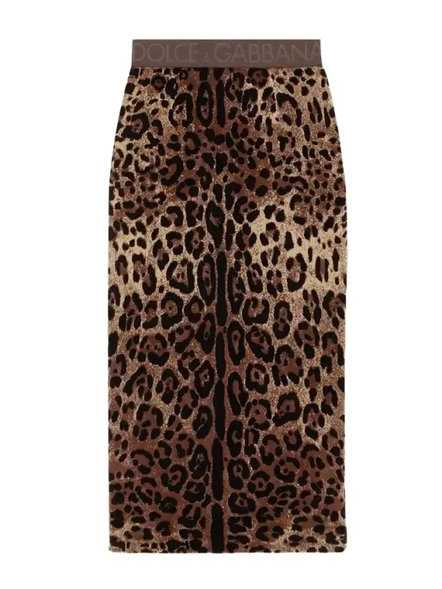 Leopard-print Cotton-blend Chenille Midi Skirt