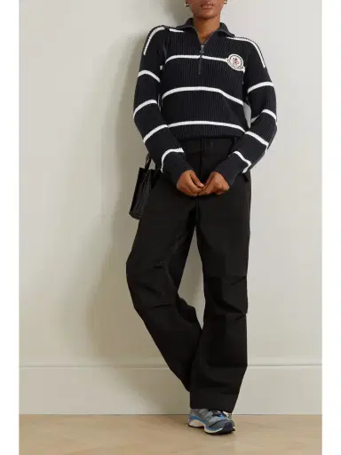 Moncler Appliquéd Striped Wool Sweater | Thumbnail 2