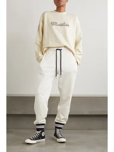 Moncler Flocked Cotton-blend Jersey Sweatshirt | Thumbnail 2 Moncler Flocked Cotton-blend Jersey Sweatshirt | Thumbnail 2