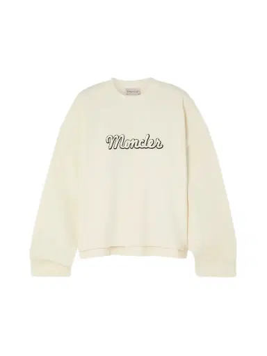 Moncler Flocked Cotton-blend Jersey Sweatshirt | Thumbnail 1 Moncler Flocked Cotton-blend Jersey Sweatshirt | Thumbnail 1