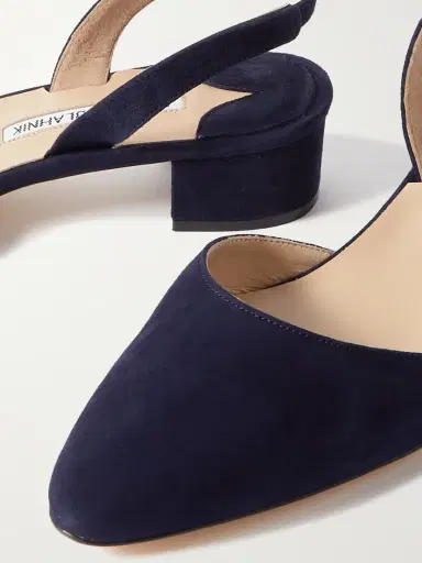 Manolo Blahnik Aspro 30 Suede Slingback Point-toe Pumps | Thumbnail 4