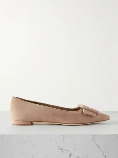 Manolo Blahnik Maysale Buckled Suede Point-toe Flats | Thumbnail 1 Manolo Blahnik Maysale Buckled Suede Point-toe Flats | Thumbnail 1