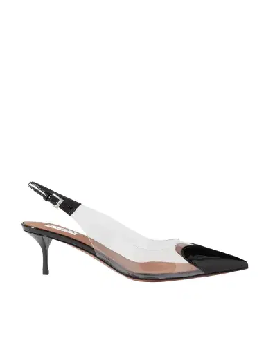 Alaïa Le Cœur 55 Pu And Patent-leather Slingback Pumps | Thumbnail 1 Alaïa Le Cœur 55 Pu And Patent-leather Slingback Pumps | Thumbnail 1