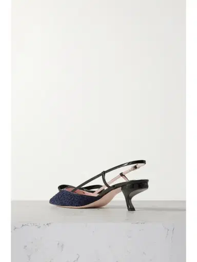 Roger Vivier Virgule 55 Patent-leather And Bouclé-tweed Slingback Pumps | Thumbnail 3 Roger Vivier Virgule 55 Patent-leather And Bouclé-tweed Slingback Pumps | Thumbnail 3