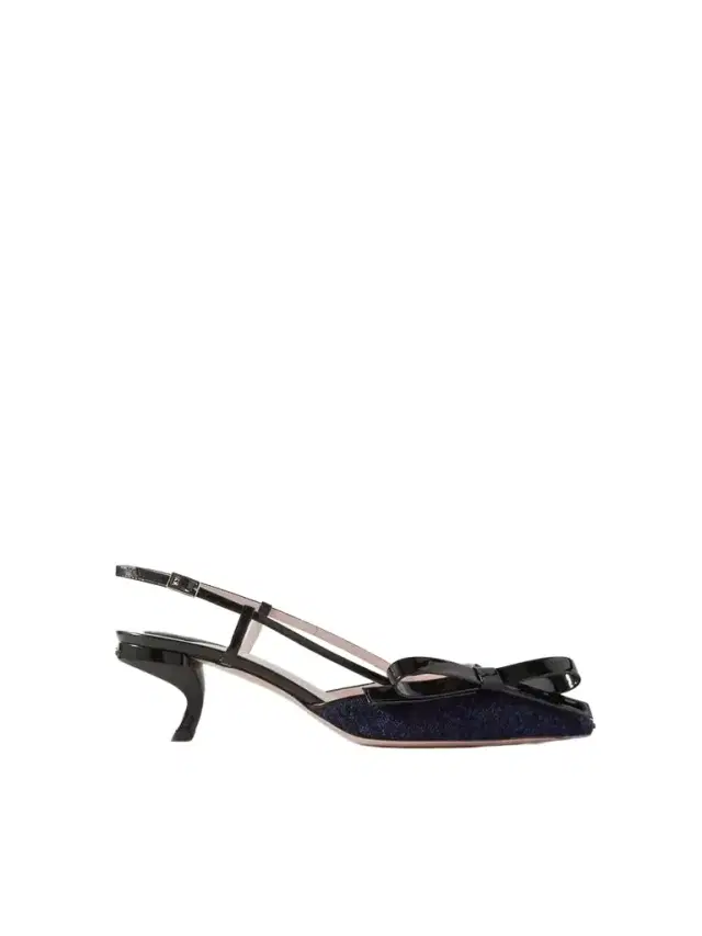 Roger Vivier Virgule 55 Patent-leather And Bouclé-tweed Slingback Pumps