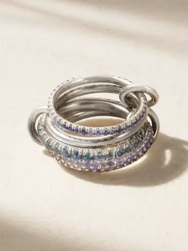 Spinelli Kilcollin Iris Set Of Four Sterling Silver Multi-stone Rings | Thumbnail 1 Spinelli Kilcollin Iris Set Of Four Sterling Silver Multi-stone Rings | Thumbnail 1