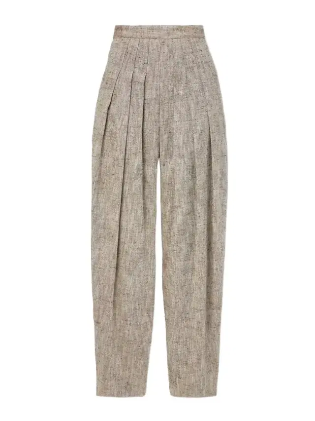Loro Piana Asael Pleated Silk, Hemp And Cotton-blend Tweed Tapered Pants