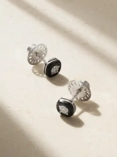 Nikos Koulis Oui 18-karat White Gold, Diamond And Enamel Earrings | Thumbnail 1 Nikos Koulis Oui 18-karat White Gold, Diamond And Enamel Earrings | Thumbnail 1