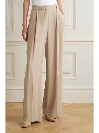 Loro Piana Jail Pleated Pinstriped Silk-blend Georgette Wide-leg Pants | Thumbnail 3 Loro Piana Jail Pleated Pinstriped Silk-blend Georgette Wide-leg Pants | Thumbnail 3