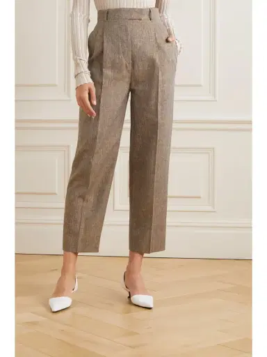 Loro Piana Wybie Cropped Pleated Linen-blend Wide-leg Pants | Thumbnail 3 Loro Piana Wybie Cropped Pleated Linen-blend Wide-leg Pants | Thumbnail 3