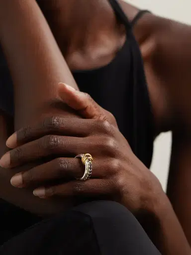 Spinelli Kilcollin Enzo Set Of Two 18-karat Gold, Sterling Silver And Diamond Rings | Thumbnail 2 Spinelli Kilcollin Enzo Set Of Two 18-karat Gold, Sterling Silver And Diamond Rings | Thumbnail 2