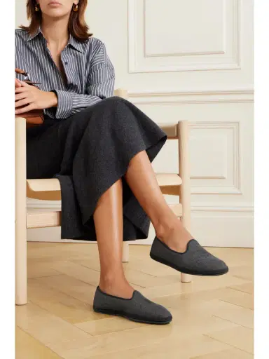 Loro Piana Venice Embroidered Cashmere-blend Flannel Slippers | Thumbnail 2 Loro Piana Venice Embroidered Cashmere-blend Flannel Slippers | Thumbnail 2