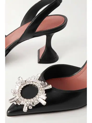 Amina Muaddi Begum Swarovski Crystal-embellished Leather Slingback Pumps | Thumbnail 4 Amina Muaddi Begum Swarovski Crystal-embellished Leather Slingback Pumps | Thumbnail 4