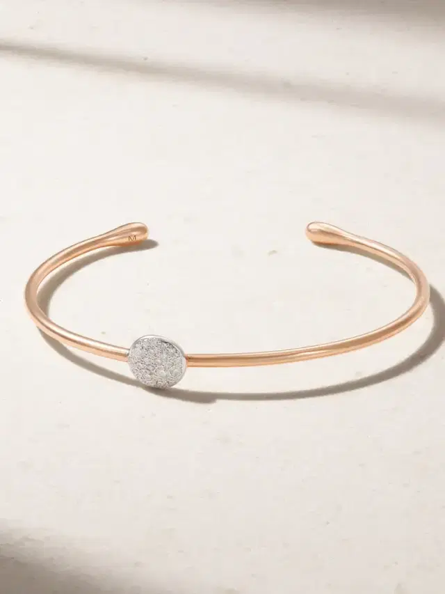Rhodium-plated 18-karat Rose Gold Diamond Cuff