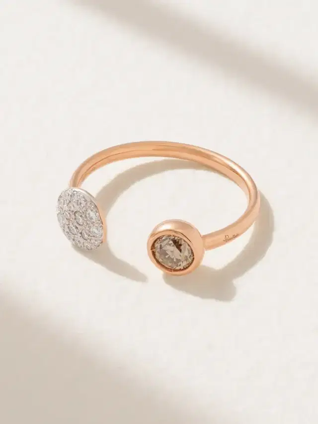 Sabbia Rhodium-plated 18-karat Rose Gold Diamond Ring