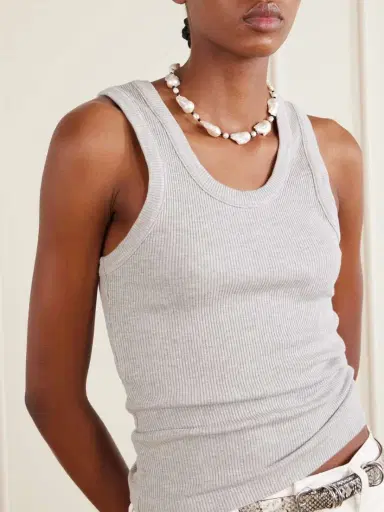 AGOLDE Poppy Ribbed Stretch Organic Cotton And Tencel Lyocell-blend Jersey Tank | Thumbnail 4 AGOLDE Poppy Ribbed Stretch Organic Cotton And Tencel Lyocell-blend Jersey Tank | Thumbnail 4