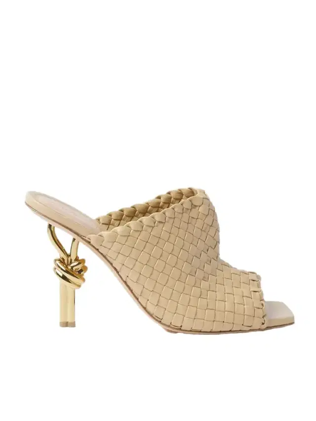 Knot Embellished Intrecciato Leather Mules