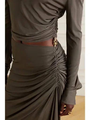 Bottega Veneta Embellished Cutout Ruched Stretch-jersey Maxi Dress | Thumbnail 5 Bottega Veneta Embellished Cutout Ruched Stretch-jersey Maxi Dress | Thumbnail 5