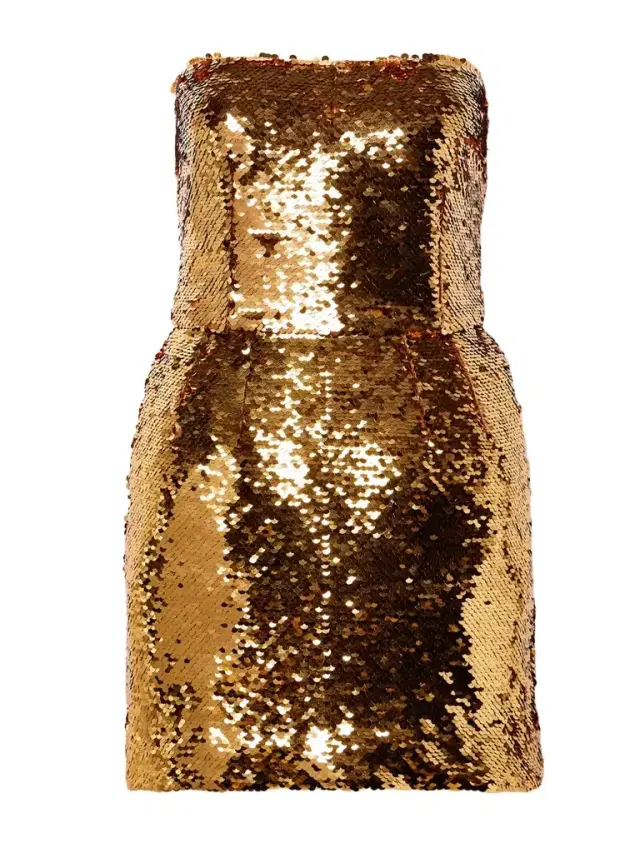 Strapless Paillette-embellished Tulle Mini Dress