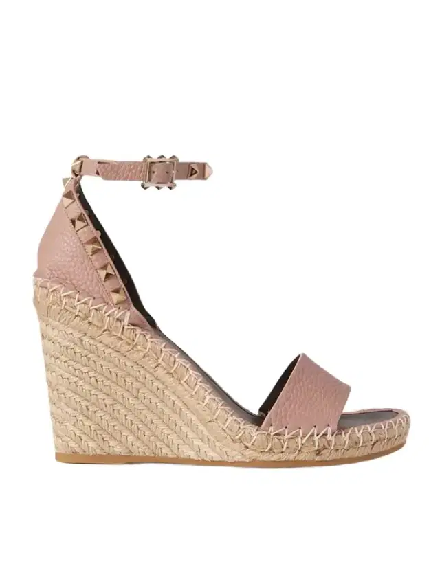 Rockstud 105 Textured-leather Espadrille Wedge Sandals