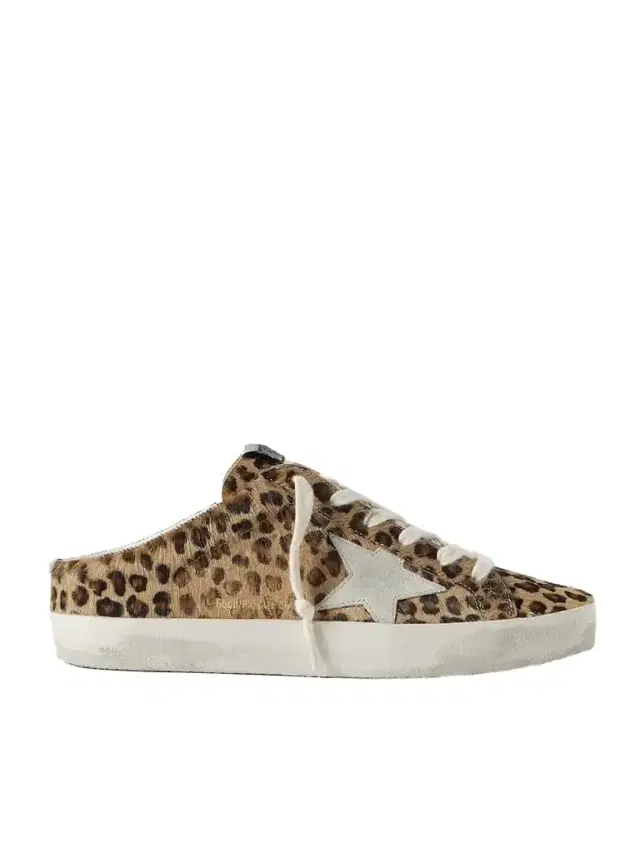 Super-star Sabot Distressed Leopard-print Calf Hair Slip-on Sneakers