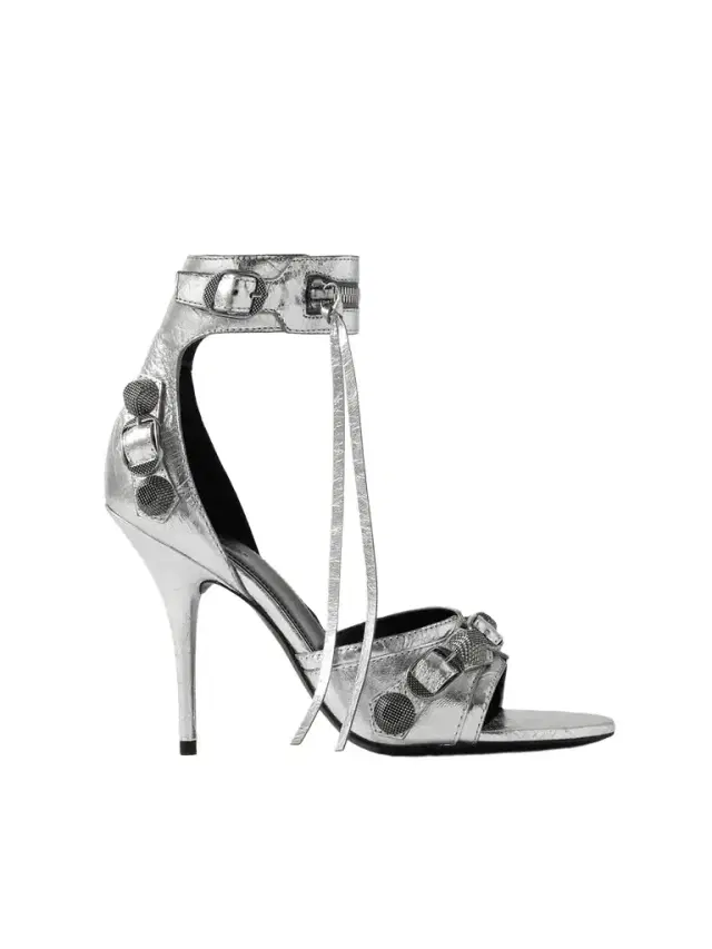 Cagole Embellished Metallic Crinkled-leather Sandals