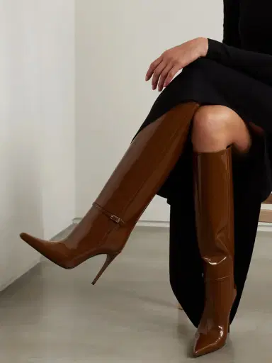 Saint Laurent Vendôme Buckled Glossed-leather Knee Boots | Thumbnail 2 Saint Laurent Vendôme Buckled Glossed-leather Knee Boots | Thumbnail 2