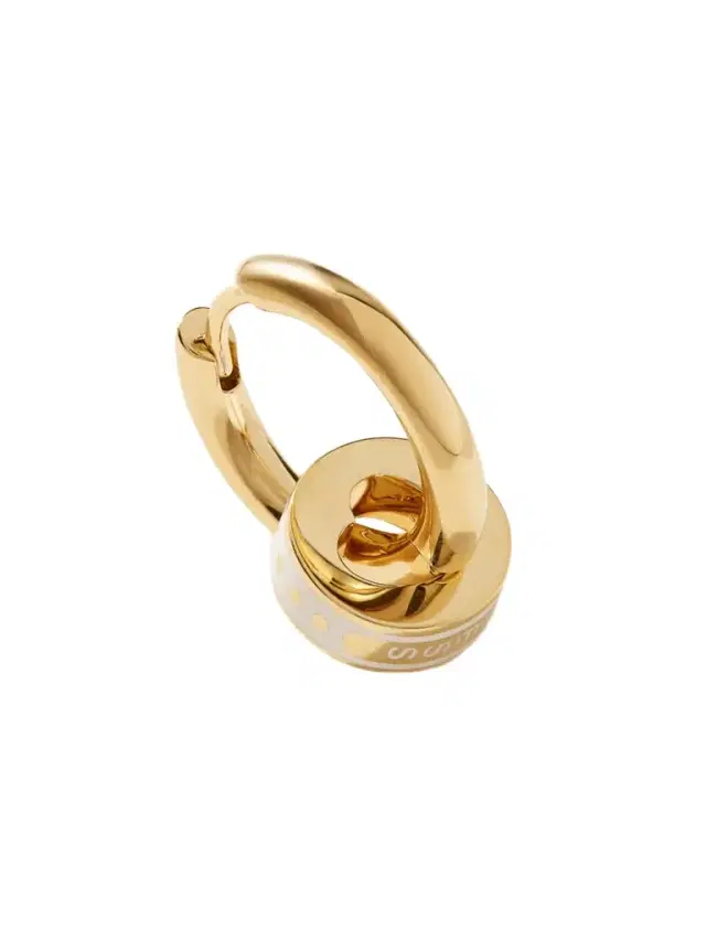 Foundrae Wholeness Heart Beat Small 18-karat Gold And Ceramic Single Hoop Earring