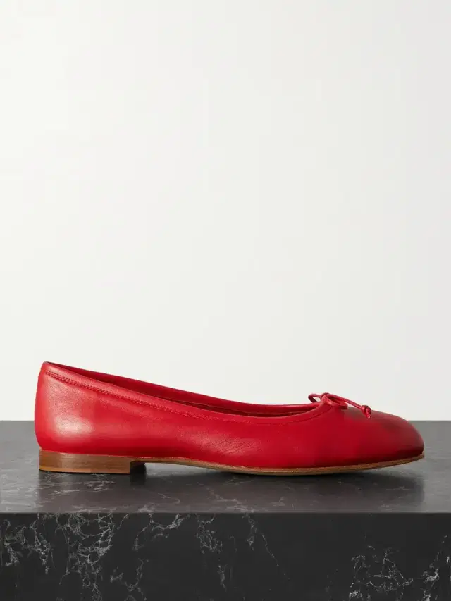 Veralli Bow-detailed Leather Ballet Flats