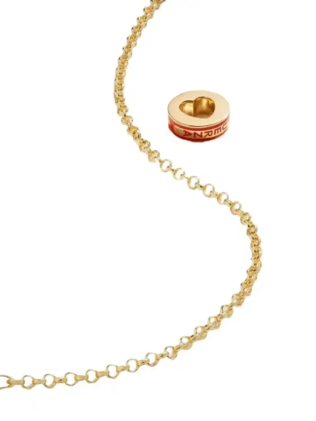 Foundrae Strength Heart Beat 18-karat Gold Enamel Necklace