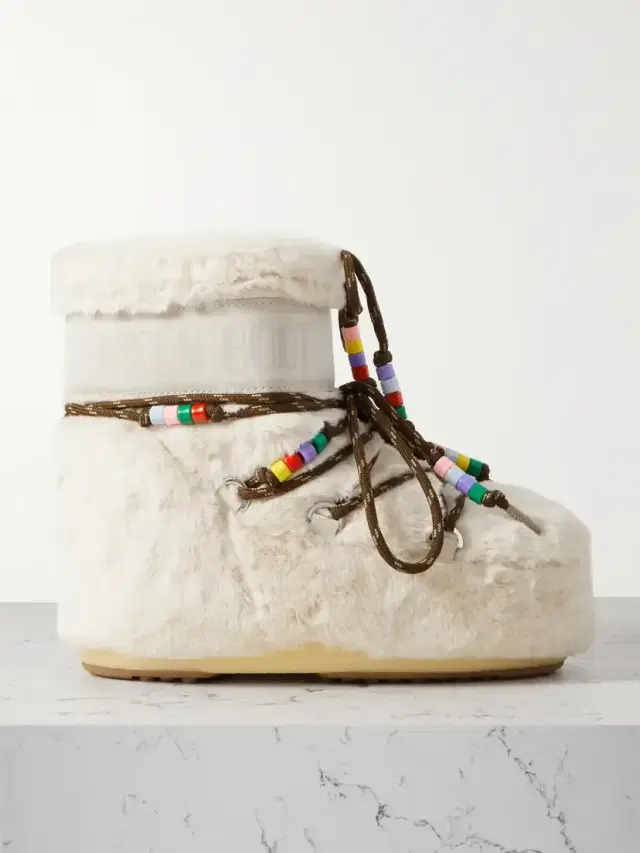 Icon Low Embellished Faux-fur And Suede-trimmed Shell Snow Boots