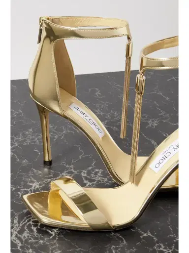 Jimmy Choo Vinca 95 Fringed Mirrored-leather Sandals | Thumbnail 4 Jimmy Choo Vinca 95 Fringed Mirrored-leather Sandals | Thumbnail 4