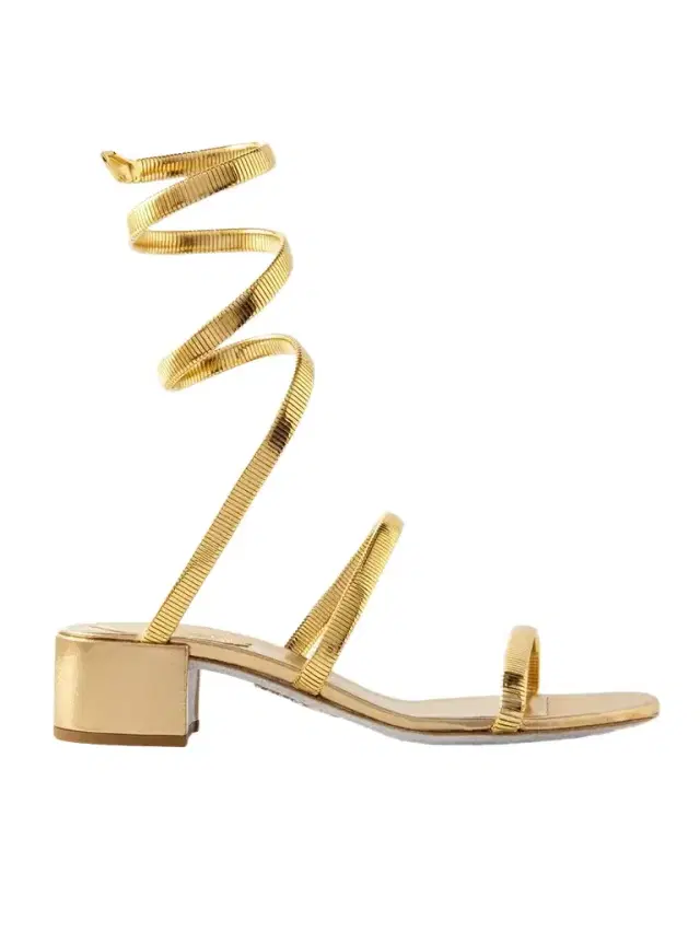 Omega Crystal-embellished Gold-tone Sandals
