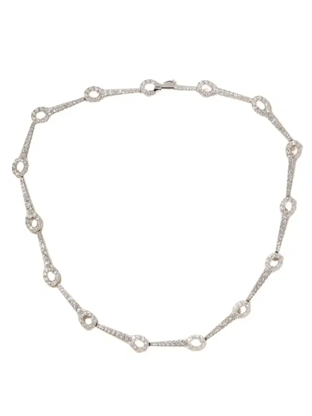 Lola Needle Linked 18-karat White Gold Diamond Necklace