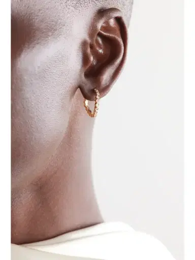 Sophie Bille Brahe Courant D'ensemble 18-karat Recycled Gold Diamond Single Hoop Earring | Thumbnail 2 Sophie Bille Brahe Courant D'ensemble 18-karat Recycled Gold Diamond Single Hoop Earring | Thumbnail 2