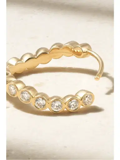 Sophie Bille Brahe Courant D'ensemble 18-karat Recycled Gold Diamond Single Hoop Earring | Thumbnail 3 Sophie Bille Brahe Courant D'ensemble 18-karat Recycled Gold Diamond Single Hoop Earring | Thumbnail 3