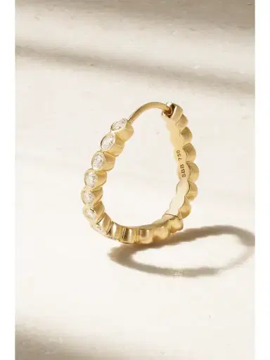 Sophie Bille Brahe Courant D'ensemble 18-karat Recycled Gold Diamond Single Hoop Earring | Thumbnail 4 Sophie Bille Brahe Courant D'ensemble 18-karat Recycled Gold Diamond Single Hoop Earring | Thumbnail 4